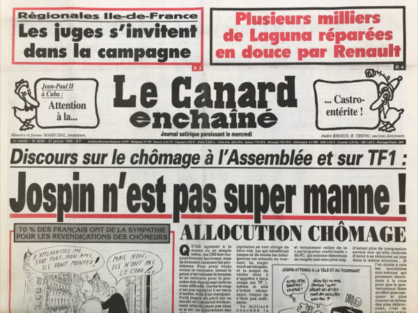 N° 4030 du Canard Enchaîné -  21 Janvier 1998