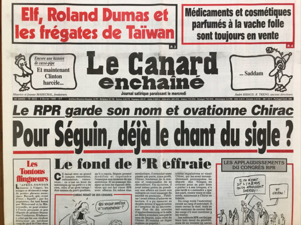 N° 4032 du Canard Enchaîné -  4 Février 1998
