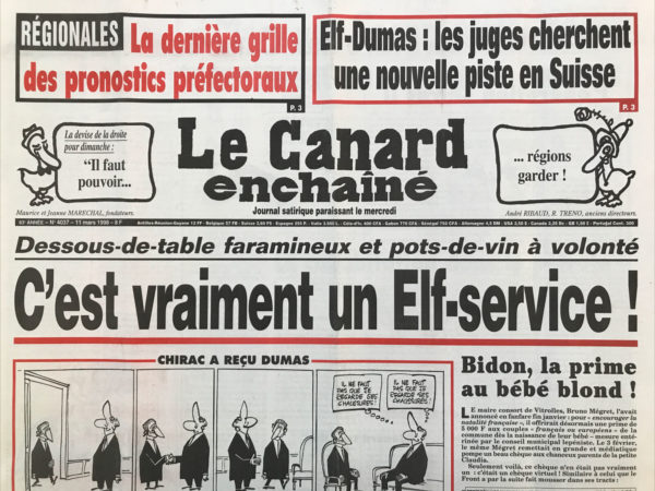 N° 4037 du Canard Enchaîné -  11 Mars 1998