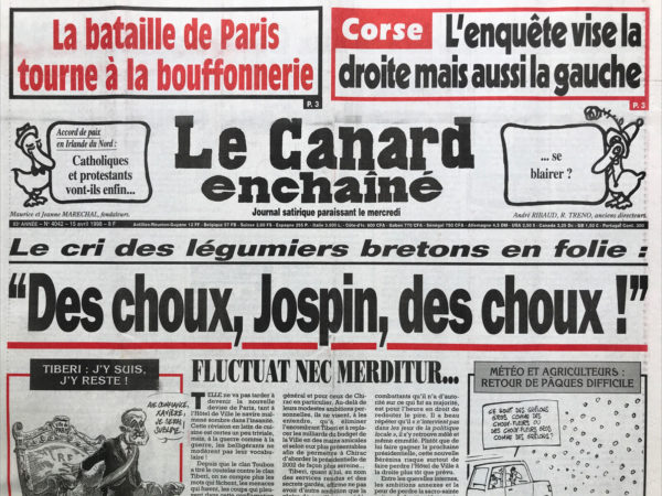 N° 4042 du Canard Enchaîné -  15 Avril 1998