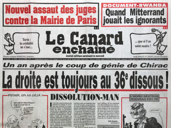 N° 4043 du Canard Enchaîné -  22 Avril 1998