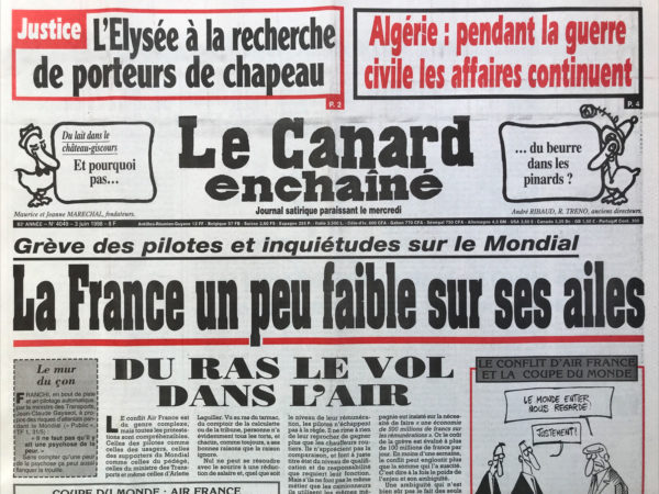 N° 4049 du Canard Enchaîné -  3 Juin 1998