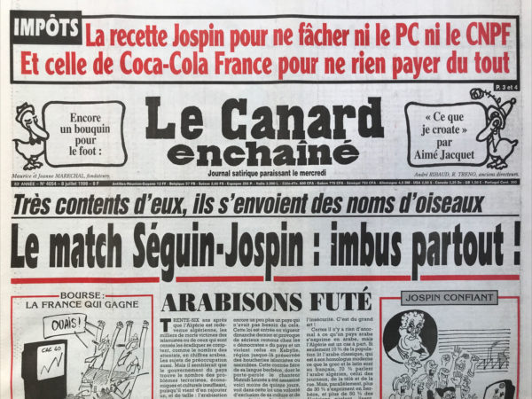 N° 4054 du Canard Enchaîné -  8 Juillet 1998