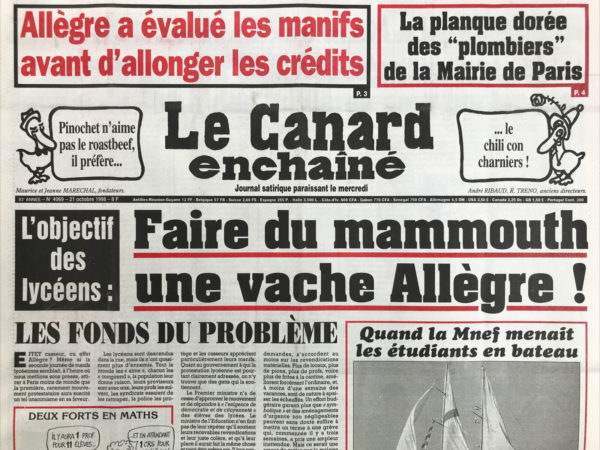 N° 4069 du Canard Enchaîné -  21 Octobre 1998