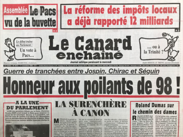N° 4072 du Canard Enchaîné -  11 Novembre 1998