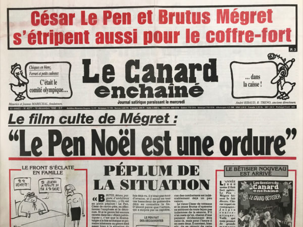 N° 4077 du Canard Enchaîné -  16 Décembre 1998