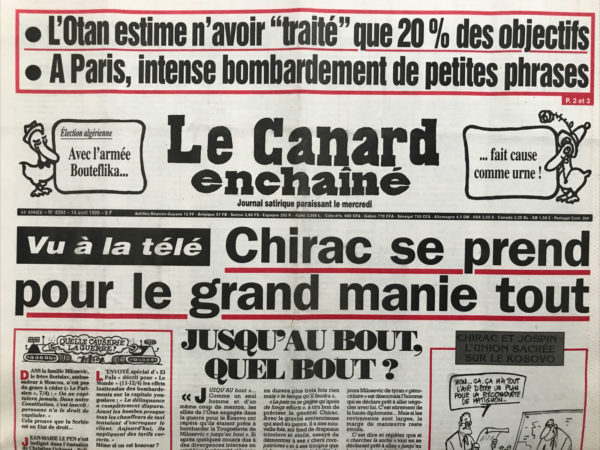 N° 4094 du Canard Enchaîné -  14 Avril 1999