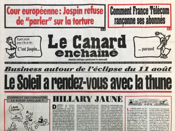 N° 4110 du Canard Enchaîné -  4 Août 1999