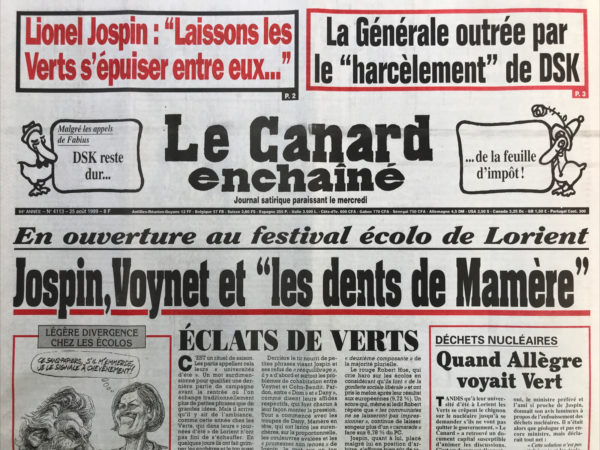 N° 4113 du Canard Enchaîné -  25 Août 1999