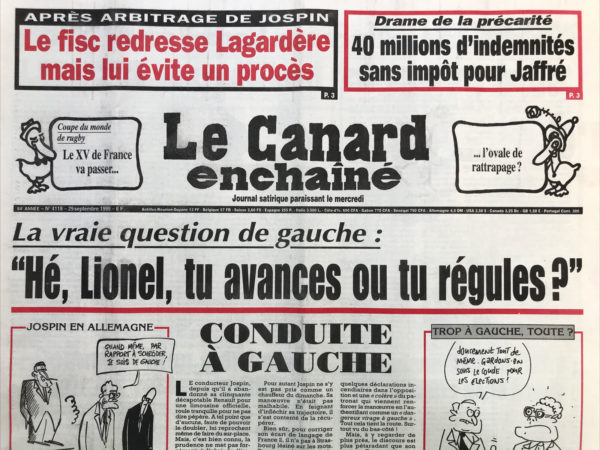 N° 4118 du Canard Enchaîné -  29 Septembre 1999