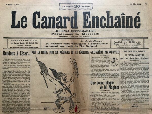 N° 413 du Canard Enchaîné -  28 Mai 1924