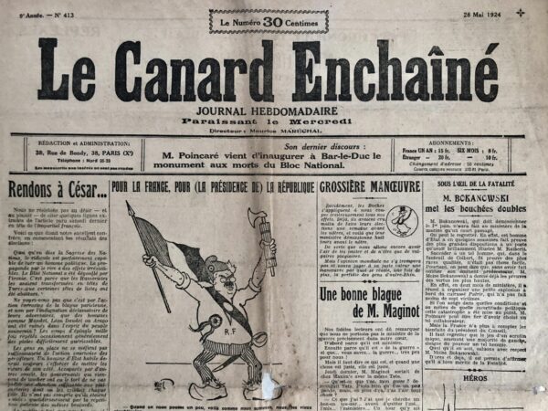 N° 413 du Canard Enchaîné -  28 Mai 1924