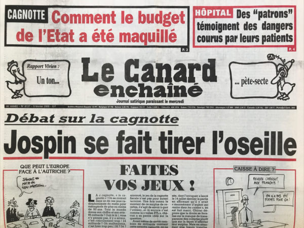 N° 4137 du Canard Enchaîné -  9 Février 2000