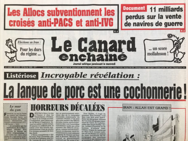N° 4139 du Canard Enchaîné -  23 Février 2000
