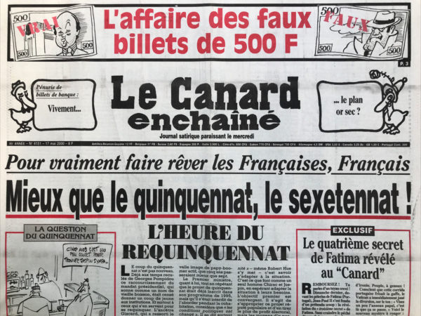 N° 4151 du Canard Enchaîné -  17 Mai 2000