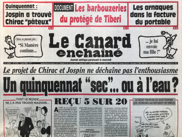 N° 4154 du Canard Enchaîné -  7 Juin 2000