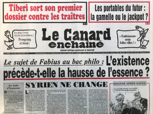 N° 4155 du Canard Enchaîné -  14 Juin 2000