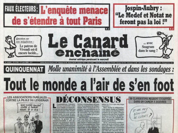 N° 4156 du Canard Enchaîné -  21 Juin 2000