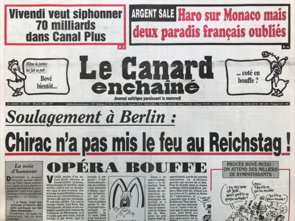 N° 4157 du Canard Enchaîné -  28 Juin 2000