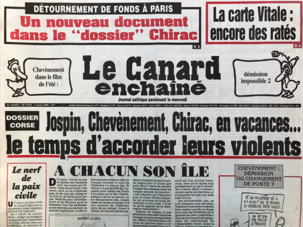 N° 4162 du Canard Enchaîné -  2 Août 2000