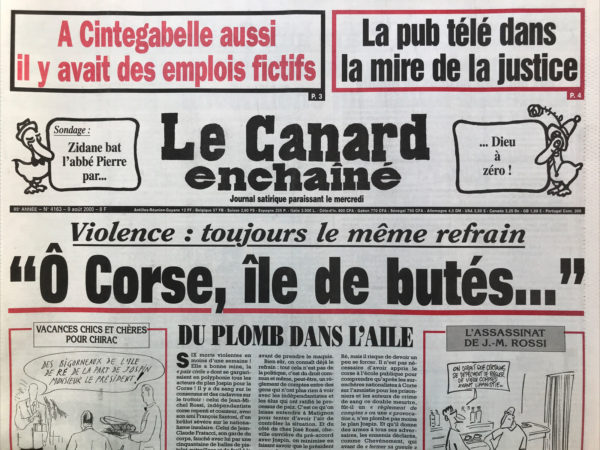 N° 4163 du Canard Enchaîné -  9 Août 2000