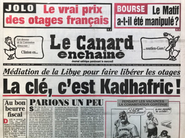 N° 4164 du Canard Enchaîné -  16 Août 2000