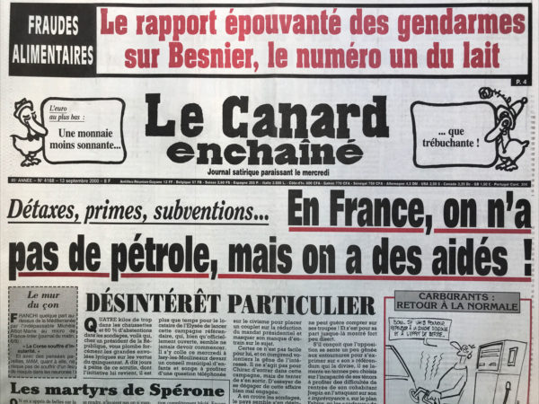 N° 4168 du Canard Enchaîné -  13 Septembre 2000