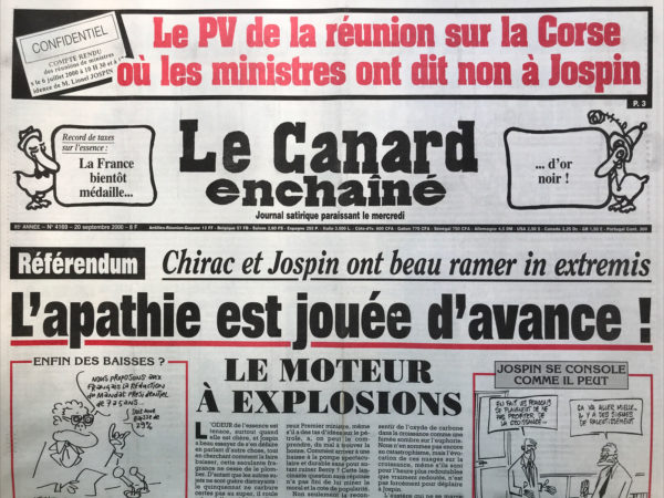 N° 4169 du Canard Enchaîné -  20 Septembre 2000