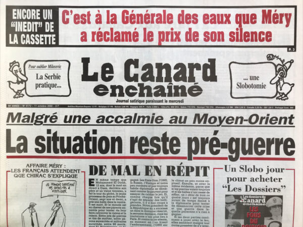N° 4172 du Canard Enchaîné -  11 Octobre 2000