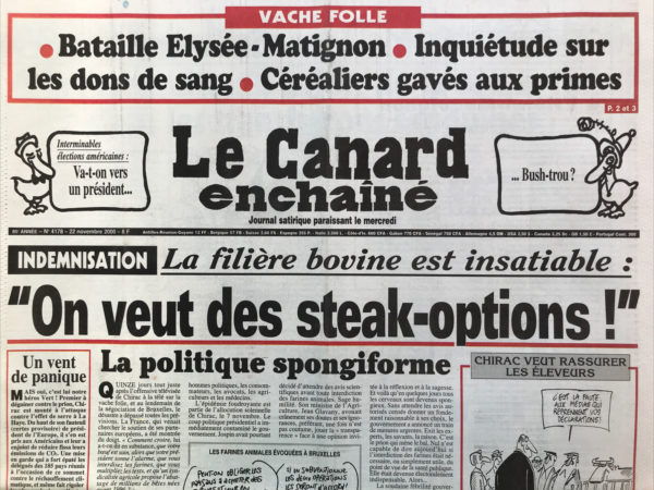 N° 4178 du Canard Enchaîné -  22 Novembre 2000