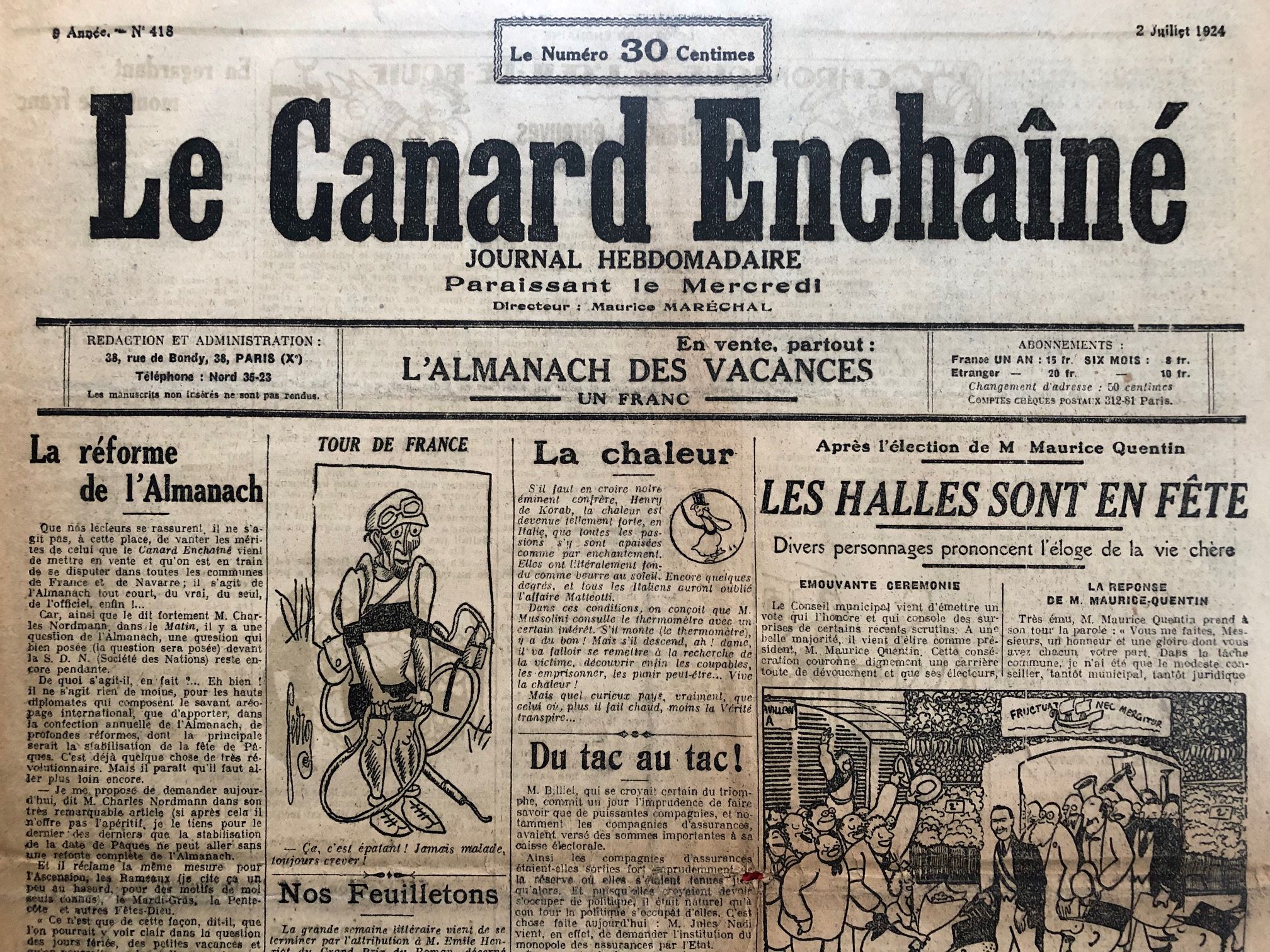 Couac ! | Acheter un Canard | Vente d'Anciens Journaux du Canard Enchaîné. Des Journaux Satiriques de Collection, Historiques & Authentiques de 1916 à 2004 ! | 418