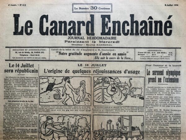 N° 419 du Canard Enchaîné -  9 Juillet 1924