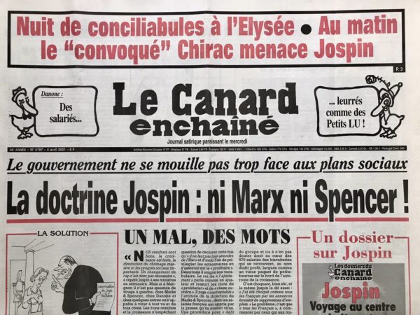 N° 4197 du Canard Enchaîné -  4 Avril 2001
