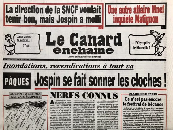 N° 4198 du Canard Enchaîné -  11 Avril 2001