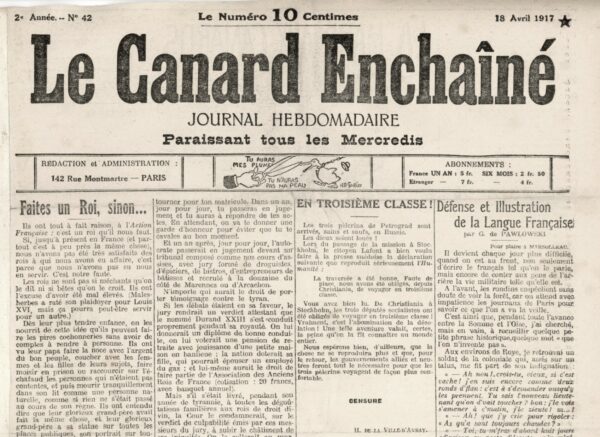 N° 42 du Canard Enchaîné -  18 Avril 1917