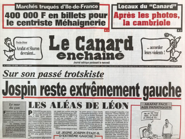 N° 4206 du Canard Enchaîné -  6 Juin 2001