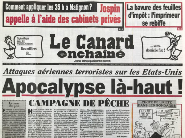 N° 4220 du Canard Enchaîné -  12 Septembre 2001