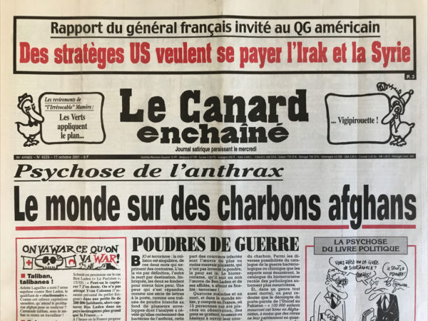 N° 4225 du Canard Enchaîné -  17 Octobre 2001