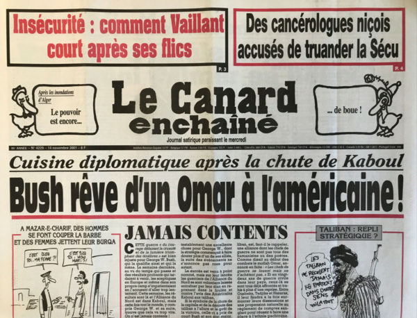 N° 4229 du Canard Enchaîné -  14 Novembre 2001