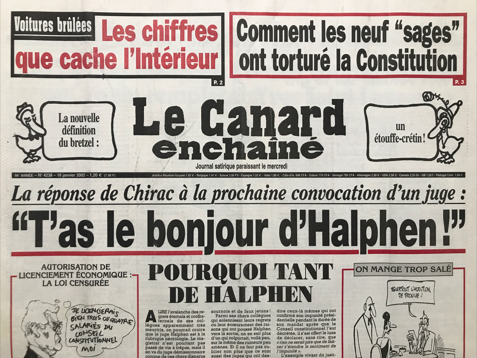 Couac ! | Acheter un Canard | Vente d'Anciens Journaux du Canard Enchaîné. Des Journaux Satiriques de Collection, Historiques & Authentiques de 1916 à 2004 ! | 4238