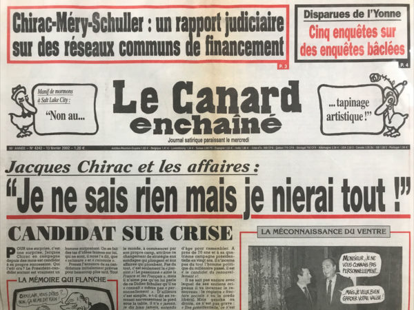 N° 4242 du Canard Enchaîné -  13 Février 2002