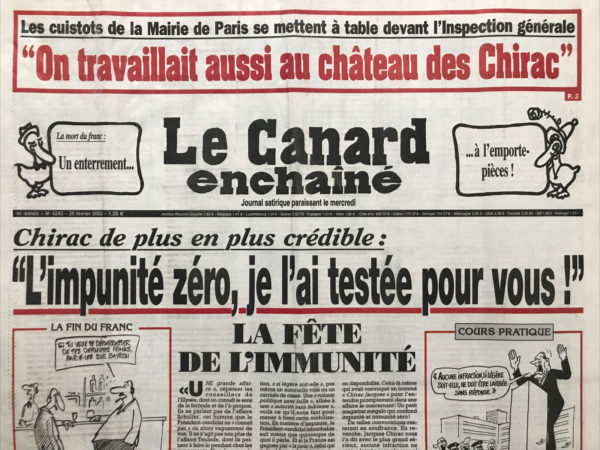 N° 4243 du Canard Enchaîné -  20 Février 2002
