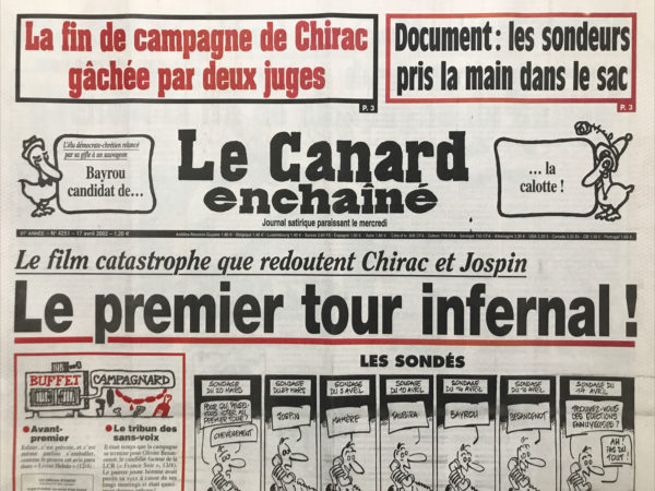N° 4251 du Canard Enchaîné -  17 Avril 2002