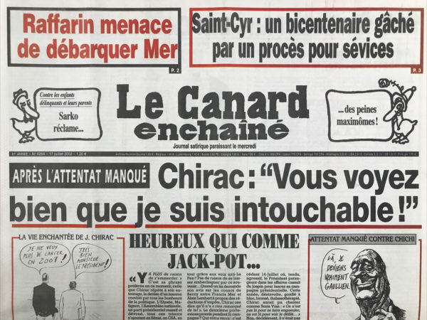 N° 4264 du Canard Enchaîné -  17 Juillet 2002