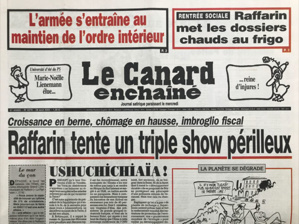 N° 4270 du Canard Enchaîné -  28 Août 2002