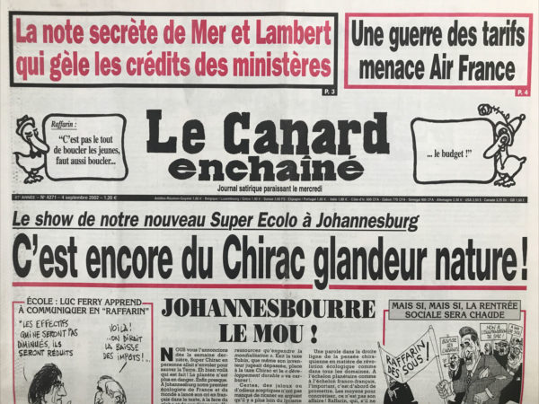 N° 4271 du Canard Enchaîné -  4 Septembre 2002