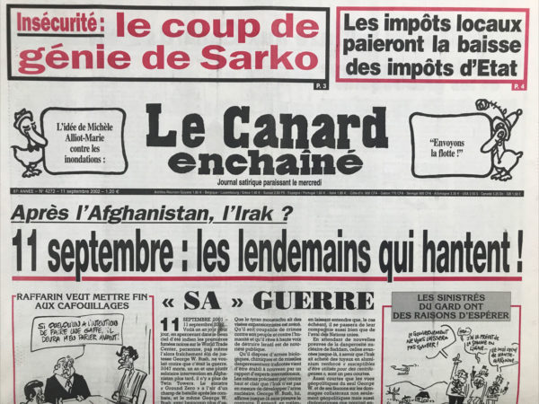N° 4272 du Canard Enchaîné -  11 Septembre 2002