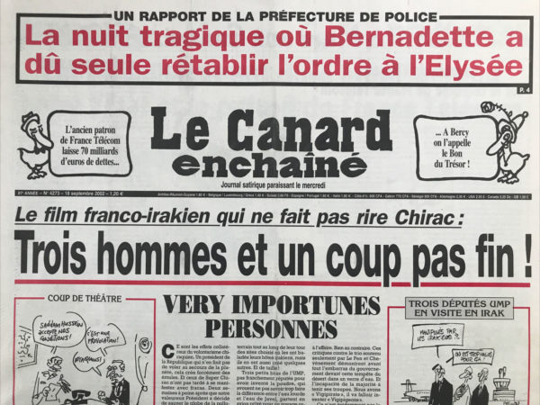 N° 4273 du Canard Enchaîné -  18 Septembre 2002