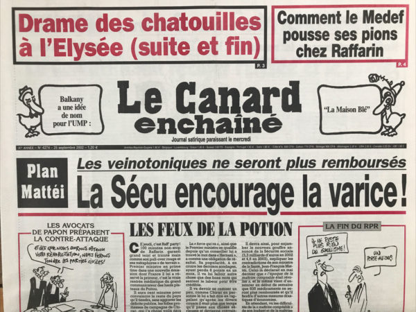 N° 4274 du Canard Enchaîné -  25 Septembre 2002