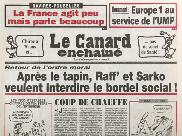 N° 4283 du Canard Enchaîné -  27 Novembre 2002
